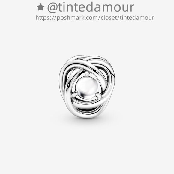 Pandora June White Mother of Pearl Eternity Circle Charm|Pendant - Picture 2 of 2